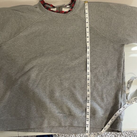 J Crew Women’s Gray Sweatshirt 2X Buffalo Check - Picture 9 of 10